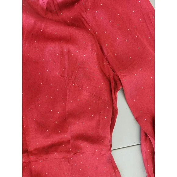 NWD Farm Rio x Anthropologie One-Shoulder Printed Satin Jumpsuit Sz M Red 9D404 - Picture 9 of 13
